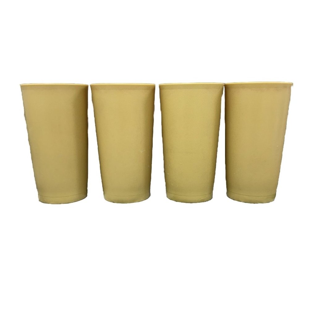 4 VTG Classic Retro Harvest Gold Tupperware TUMBLERS‎ Drinking Cups